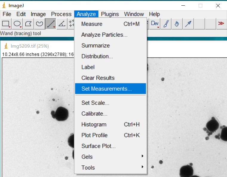 ImageJ测量颗粒直径